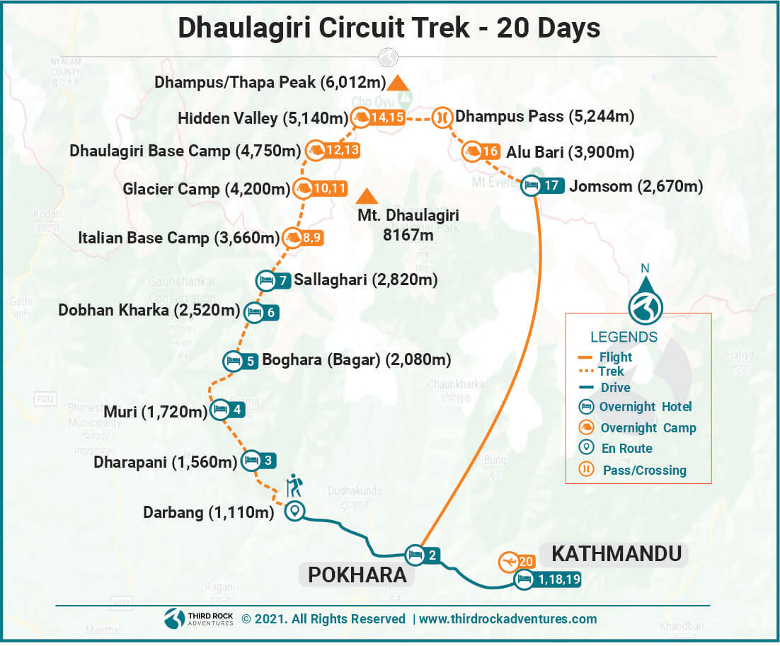 Dhaulagiri Circuit Trek Route Map